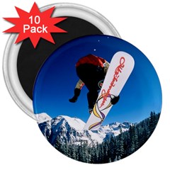 Snowboard Sport Airborne 10 Pack Large Magnet (round)