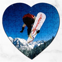 Snowboard Sport Airborne Jigsaw Puzzle (heart) by ArtsCafecom3