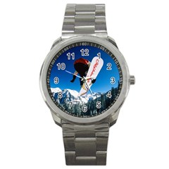 Snowboard Sport Airborne Sport Metal Watch