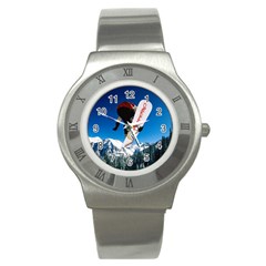 Snowboard Sport Airborne Stainless Steel Watch