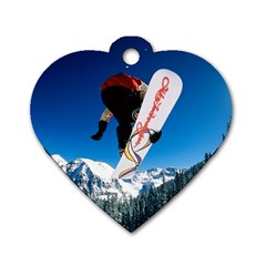 Snowboard Sport Airborne Dog Tag Heart (two Sides) by ArtsCafecom3