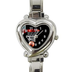 Basketball Hoops Heart Italian Charm Watch by ArtsCafecom3