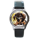 Dog3 Round Metal Watch Front