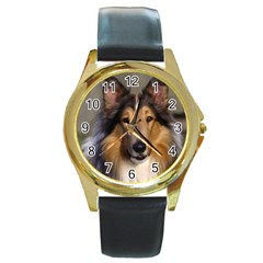 Dog4 Round Gold Metal Watch