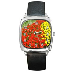 Flower1 Square Metal Watch by designergaze