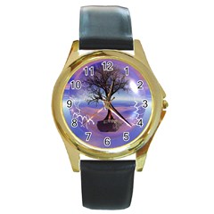 Tree3 Round Gold Metal Watch