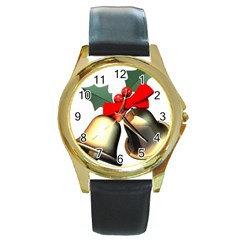 Xmas2 Round Gold Metal Watch by designergaze