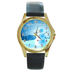 Xmas4 Round Gold Metal Watch