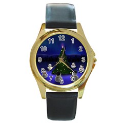 Xmas6 Round Gold Metal Watch