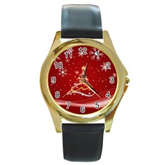 Xmas3 Round Gold Metal Watch