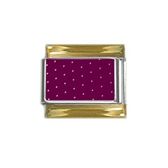 Purple White Dots Gold Trim Italian Charm (9mm)