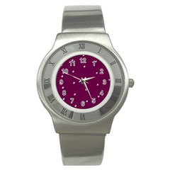 Purple White Dots Stainless Steel Watch