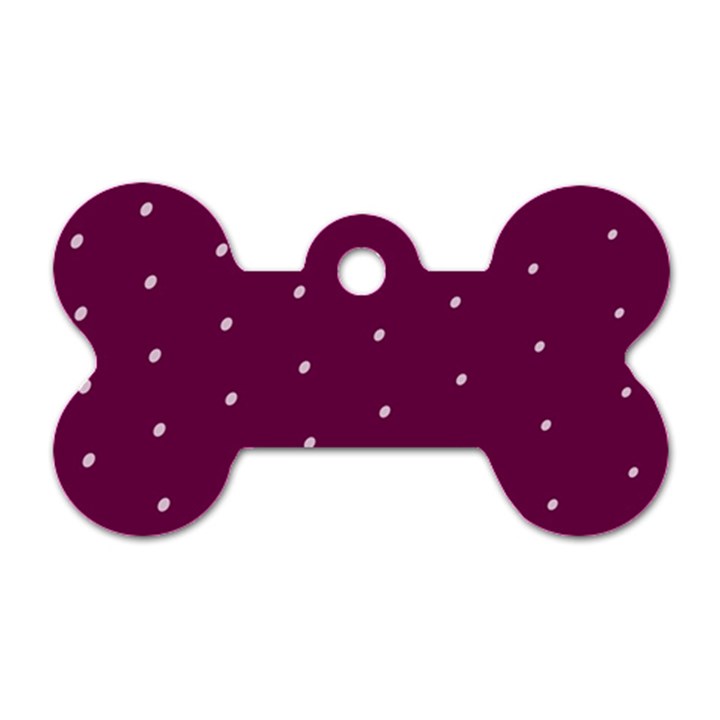 Purple White Dots Dog Tag Bone (Two Sides)