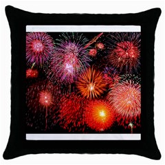 Fireworks Black Throw Pillow Case