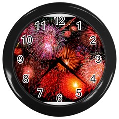 Fireworks Black Wall Clock