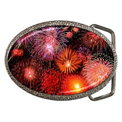 Fireworks Belt Buckle (oval)