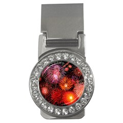 Fireworks Money Clip With Gemstones (round)