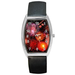 Fireworks Black Leather Watch (tonneau) by level1premium