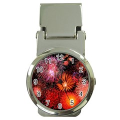 Fireworks Chrome Money Clip With Watch