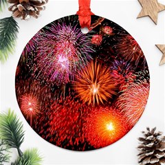 Fireworks Twin-sided Ceramic Ornament (round)