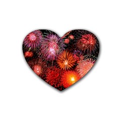 Fireworks Rubber Drinks Coaster (heart)