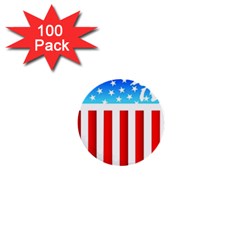 Usa Flag Map 100 Pack Mini Button (round)