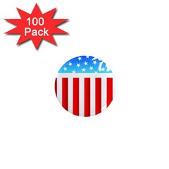 Usa Flag Map 100 Pack Mini Magnet (round)