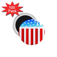 Usa Flag Map 100 Pack Small Magnet (round) by level3101