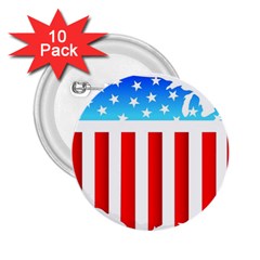 Usa Flag Map 10 Pack Regular Button (round)