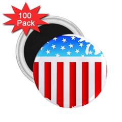 Usa Flag Map 100 Pack Regular Magnet (round)