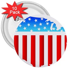 Usa Flag Map 10 Pack Large Button (round)