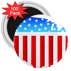 Usa Flag Map 100 Pack Large Magnet (round)