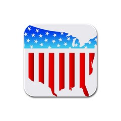 Usa Flag Map 4 Pack Rubber Drinks Coaster (square)