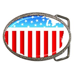 Usa Flag Map Belt Buckle (oval) by level3101