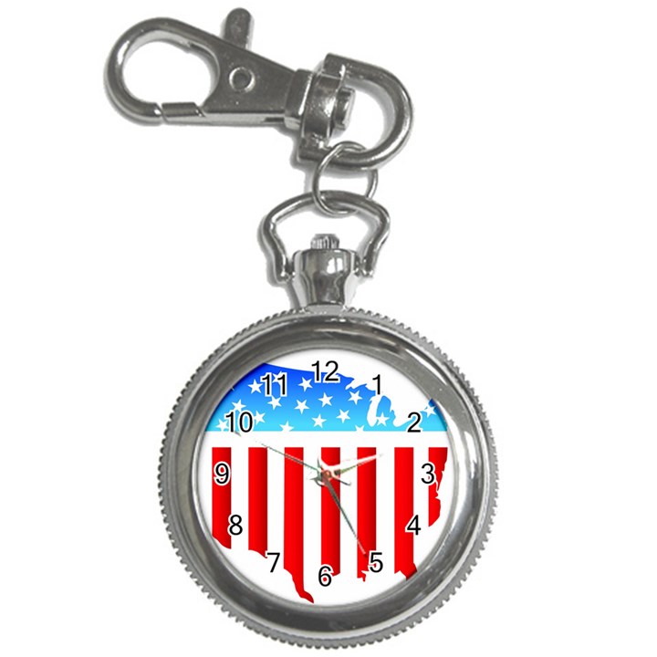 USA Flag Map Key Chain & Watch