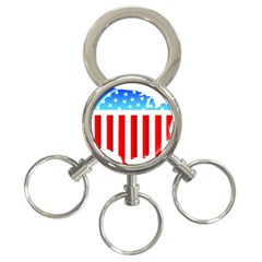 Usa Flag Map 3-ring Key Chain