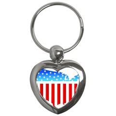 Usa Flag Map Key Chain (heart)