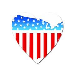 Usa Flag Map Large Sticker Magnet (heart)