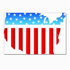 Usa Flag Map 10 Pack Small Postcard by level3101