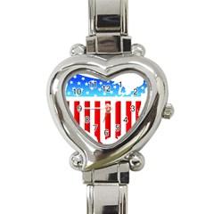 Usa Flag Map Classic Elegant Ladies Watch (heart) by level3101