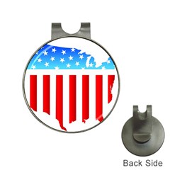 Usa Flag Map Hat Clip With Golf Ball Marker