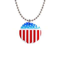 Usa Flag Map Mini Button Necklace