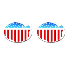 Usa Flag Map Oval Cuff Links by level3101