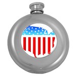 USA Flag Map Hip Flask (Round) Front