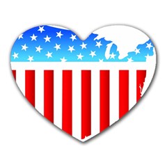 Usa Flag Map Mouse Pad (heart)