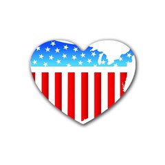 Usa Flag Map Rubber Drinks Coaster (heart)