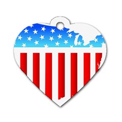 Usa Flag Map Single-sided Dog Tag (heart) by level3101