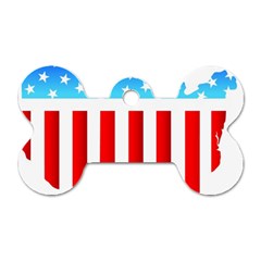 Usa Flag Map Twin-sided Dog Tag (bone)