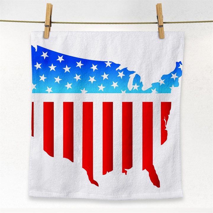 USA Flag Map Face Towel