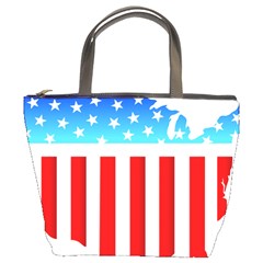 Usa Flag Map Bucket Handbag